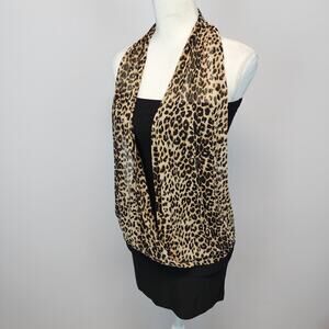 Vintage Y2K Banded Leopard Halter Dress Black Mini Sleeveless Mob Wife Sz Small